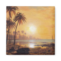 Tropical Landscape With Fishing Boats by Bierstadt Refrigerator Magnet