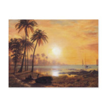 Tropical Landscape With Fishing Boats by Bierstadt Postcard