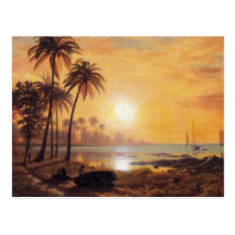 Tropical Landscape With Fishing Boats by Bierstadt Postcard