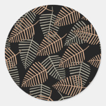 Tropical Leaf Pattern in Brown, Grey and Black. Stickers