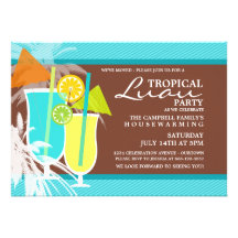 Tropical Luau Housewarming Party Invitations