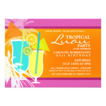 Tropical Luau Party Invitations