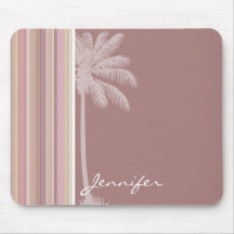 Tropical Mauve, Brown, & Green Stripes Mousepads