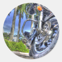 Tropical Motorcycle Round Sticker