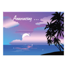 Tropical Night   Wedding Annoucement Custom Invitations