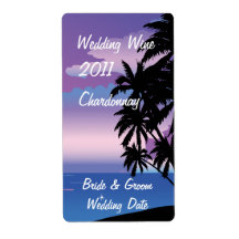 Tropical Night  Wedding Wine Label