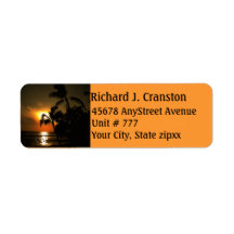 Tropical ocean Palm Tree Sunset Custom Return Address Label