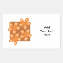 Tropical orange flowers on white. rectangular stickers