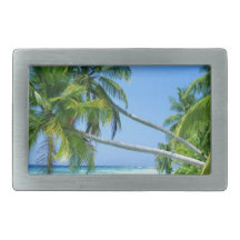 Tropical Palm Beach! Rectangular Belt Buckles