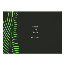 Tropical Palm Frond Green & Black Wedding Invitati Custom Announcement