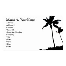 Tropical Palm Tree Black and White Business Card Templates
