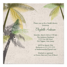 Tropical Palm Trees Bridal Shower Invitation