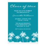 Tropical Palm Trees Teal Graduation Announcement
