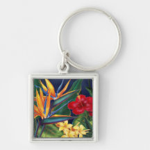 Tropical Paradise Hawaiian Floral Keyrings Key Chains