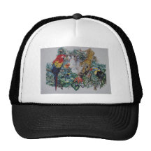 Tropical Rainforest Wildlife Collage Hats
