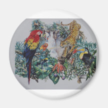 Tropical Rainforest Wildlife Collage Magnet