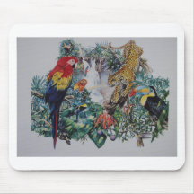 Tropical Rainforest Wildlife Collage Mouse Pad