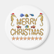 Tropical Reef Christmas Refrigerator Magnets