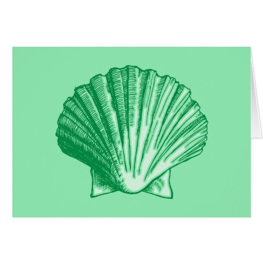 Tropical Seafoam Green Sea Shell Greeting Cards