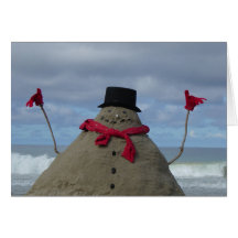 Tropical Snowman Greeting Cards