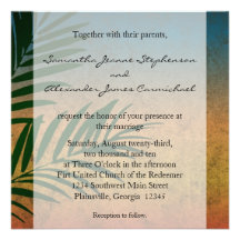 Tropical Sunset Palm Fronds Personalized Invitation