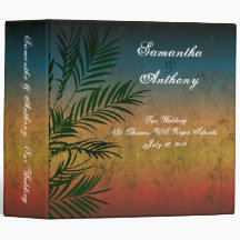 Tropical Sunset Palm Wedding Album or Planner, 2" Binder
