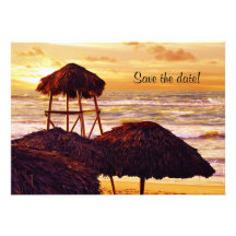 Tropical sunset wedding save the date cards