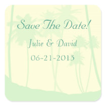 Tropical Theme Wedding Save The Date Square Stickers