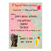 Tropical Tiki Umbrella Drink Luau Personalized Announcement