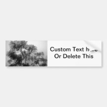 Tropical Tree Black and White in fog Bumper Stickers