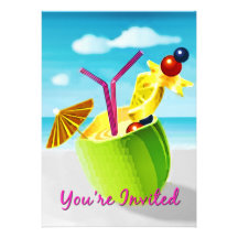 Tropical Umbrella Drink in Coconut You're Invited