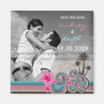 Tropical Waves Pink Hibiscus Save The Date Magnet