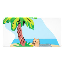 tropical yorkie personalized photo card