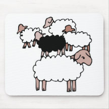troupeau des moutons avec les moutons noirs tapis de souris