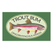 Trout Bum Fishing Rectangular Stickers