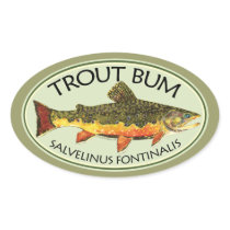 Trout Bum Fishing Oval Sticker
