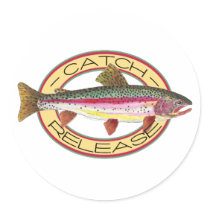 Trout Catch & Release Fishing Round Sticker