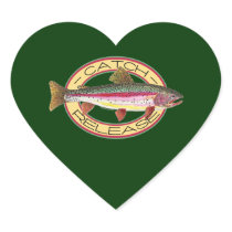 Trout Catch & Release Fishing Heart Stickers