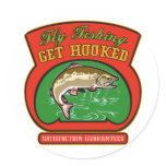 trout fish jumping fly fishing round stickers