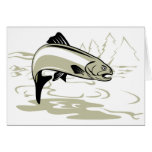 trout fish jumping greeting card