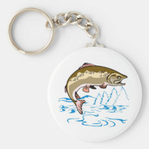 trout fish jumping lake keychain