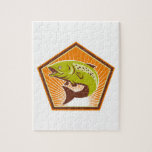 Trout Fish Jumping Retro Puzzle