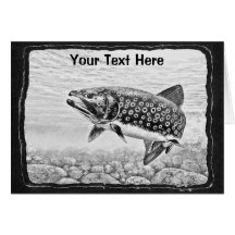 Trout Fishing art Greeting Cards