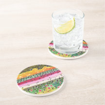 Trout Fly Fishing Drink Coaster