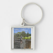 trout fly fishing keychain