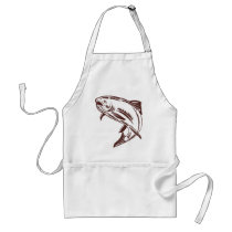 trout jumping isolated on white apron