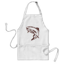 trout jumping isolated on white apron