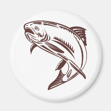 trout jumping isolated on white fridge magnet