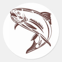 trout jumping isolated on white sticker