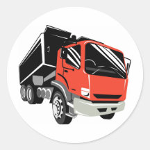 truck dump dumper tipper lorry retro round stickers
